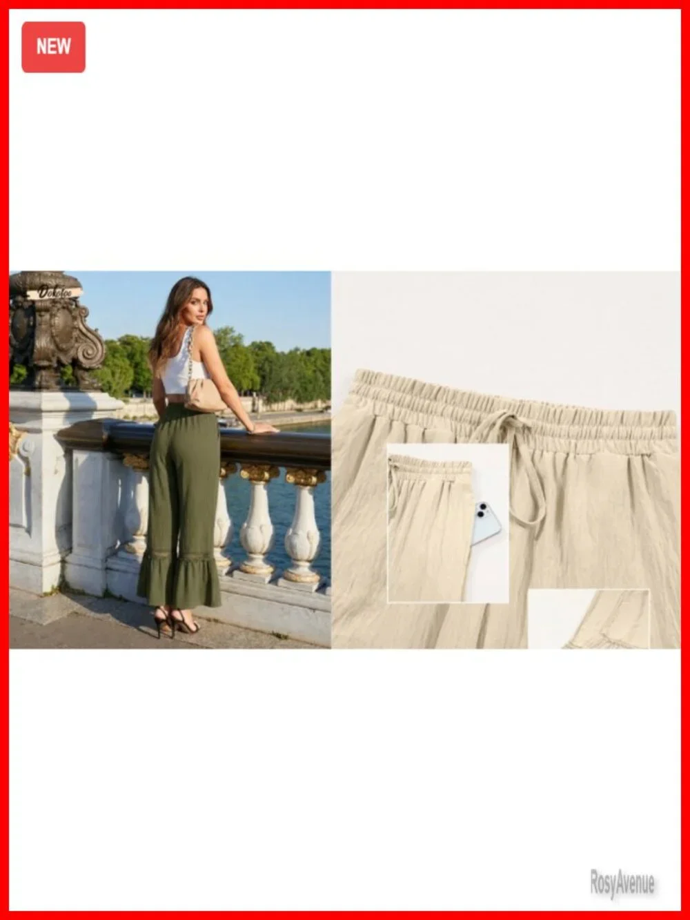 High Waisted Wide Leg Lace Trousers with Pockets